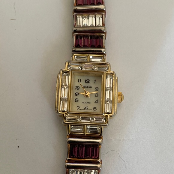 Geneva Gold and Red Women's Watch. Needs battery. - Picture 1 of 3